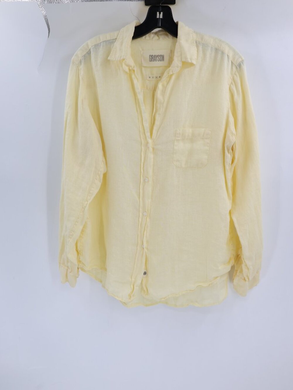 Grayson Shirt Women size 3 The Hero Button Up Linen Relaxed Long Sleeve Yellow